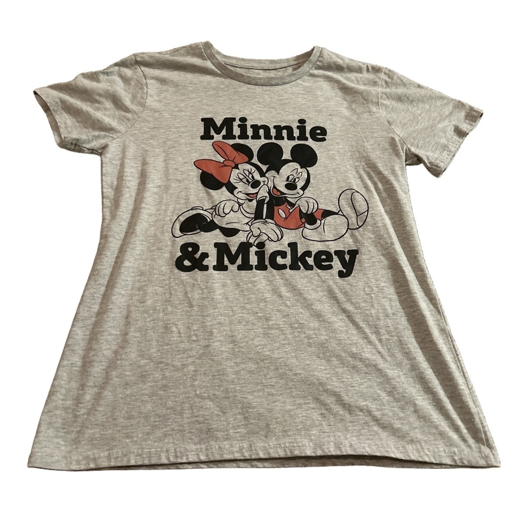 Women's Grey Minnie & Mickey T-Shirt Size Large